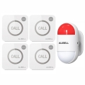 ALIBELL Remote Strobe Siren Alarm Kit 120dB Loud Panic Alarm System Battery Operated and USB Charging Emergency Alarm Security System for Home Shop Factory 1 Portable Flashing Siren and 4 Panic Buttons