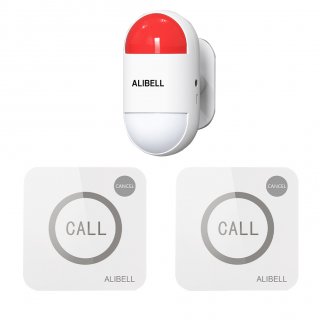 ALIBELL Remote Strobe Siren Alarm Kit 120dB Loud Panic Alarm System Battery Operated and USB Charging Emergency Alarm Security System for Home Shop Factory 1 Portable Flashing Siren 2 Panic Buttons